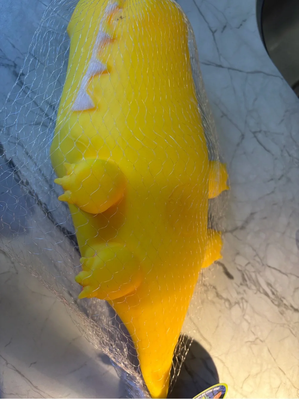 Yellow & Pink Small Pet Chew Toy - Soft Vinyl Squeaky Alligator